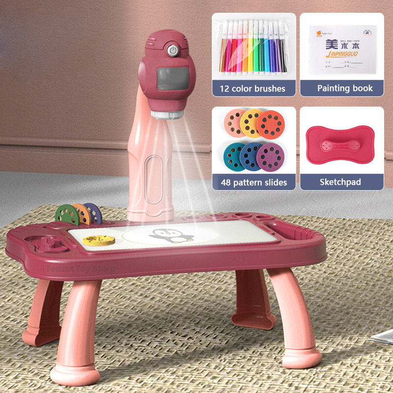 Digital Drawing Tablet - Smart Projector Kids Painting Table Set