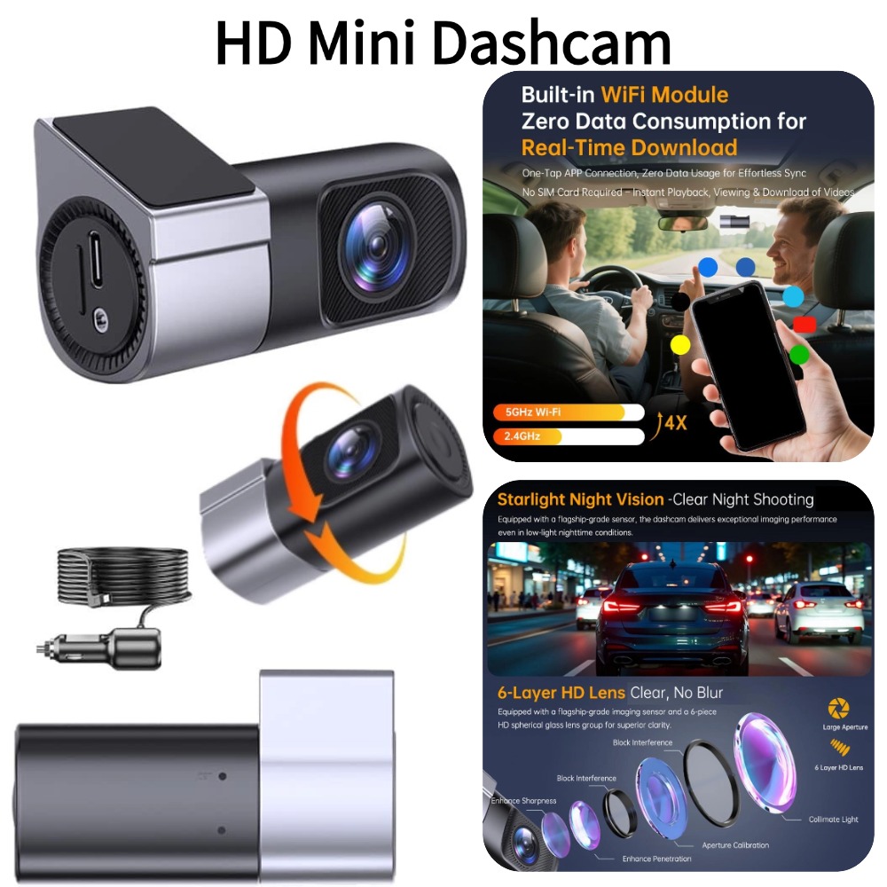 Compact Camera Mirrorless - HD 1080P Car Dashcam With Night
