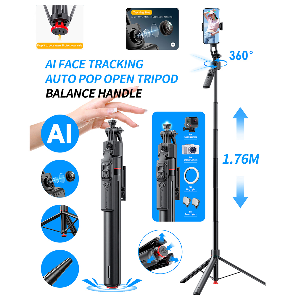 AI Gimbal Tripod Jumping Selfi - Auto Tracking Tripod ulasan dan harga