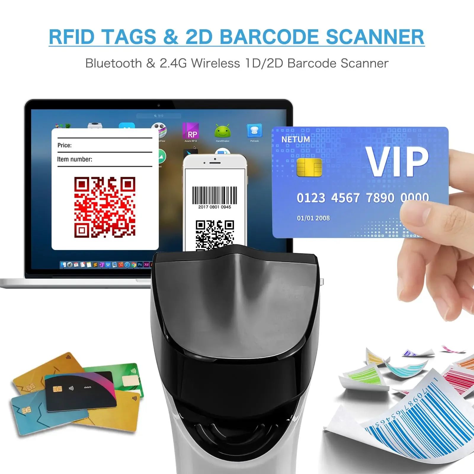 NETUM DS8100 Blue Tooth 13.56M - Barcode Scanner Wireless ulasan dan harga