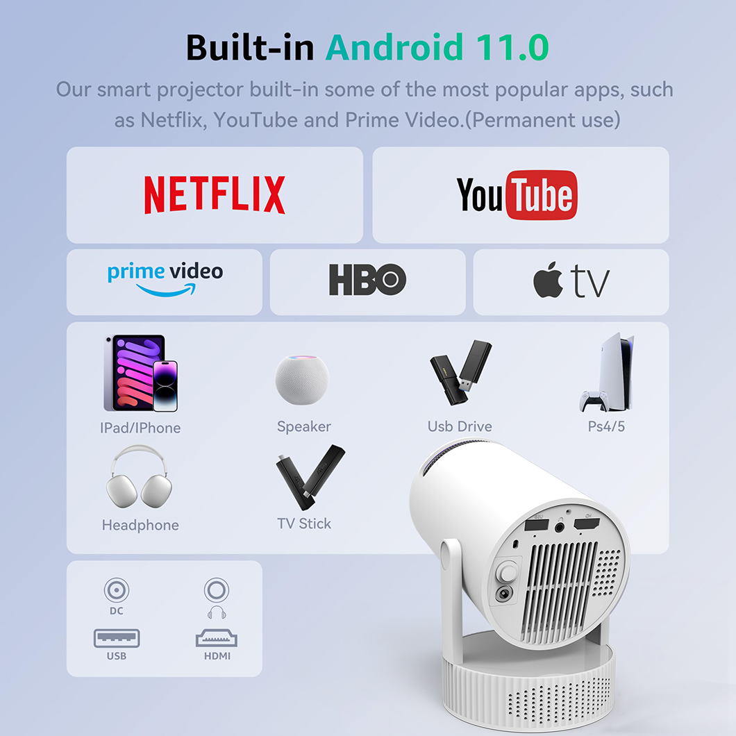 2026Rechargeable HY300 Pro+ Mi - Mini Projector Portable ulasan dan harga