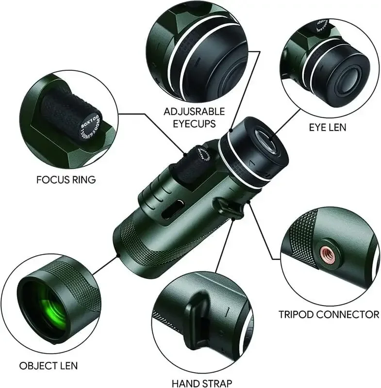 80x100 HD Monocular for Smartp - Auto Tracking Tripod ulasan dan harga
