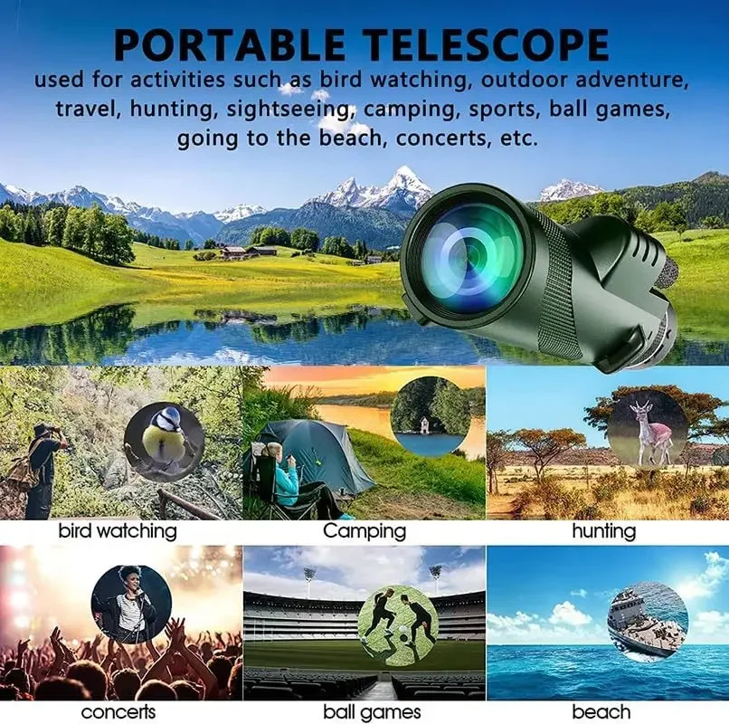 80x100 HD Monocular for Smartp - Auto Tracking Tripod ulasan dan harga