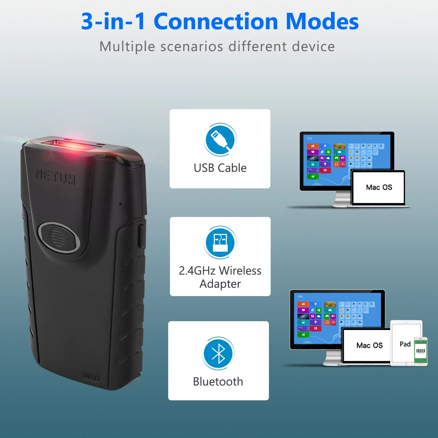 Netum E800 QR Code Reader Phon - Barcode Scanner Wireless ulasan dan harga